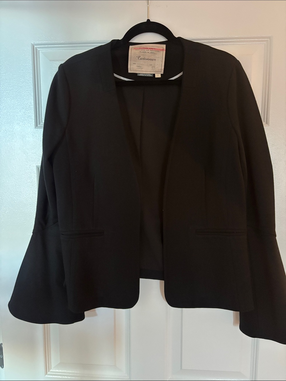Cartonnier Black Open-Front Blazer with Flared Sleeves